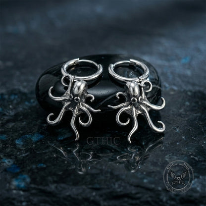 Retro Dark-Style Stainless Steel Octopus Drop Earrings