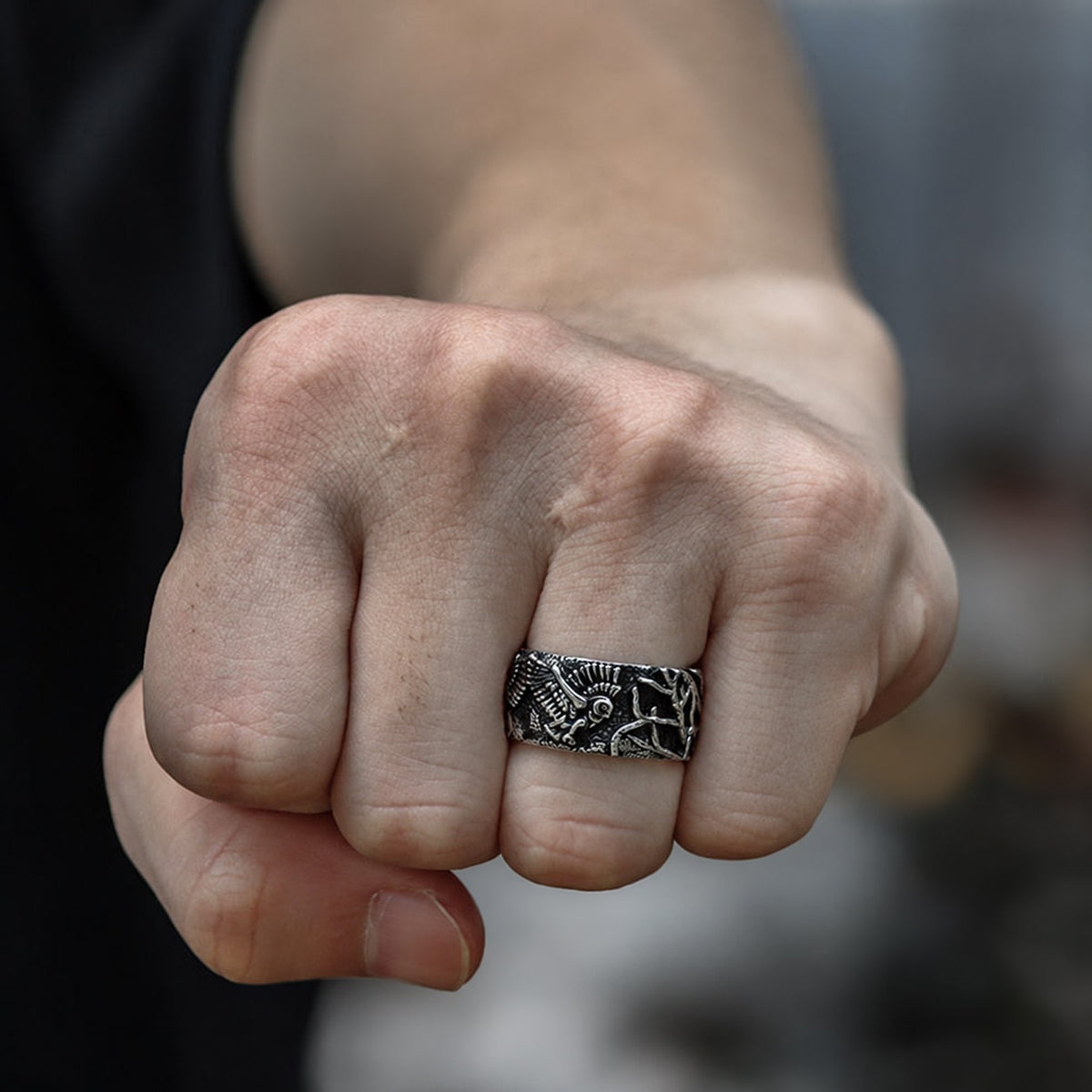Retro Eagles Branch Ring in Brass