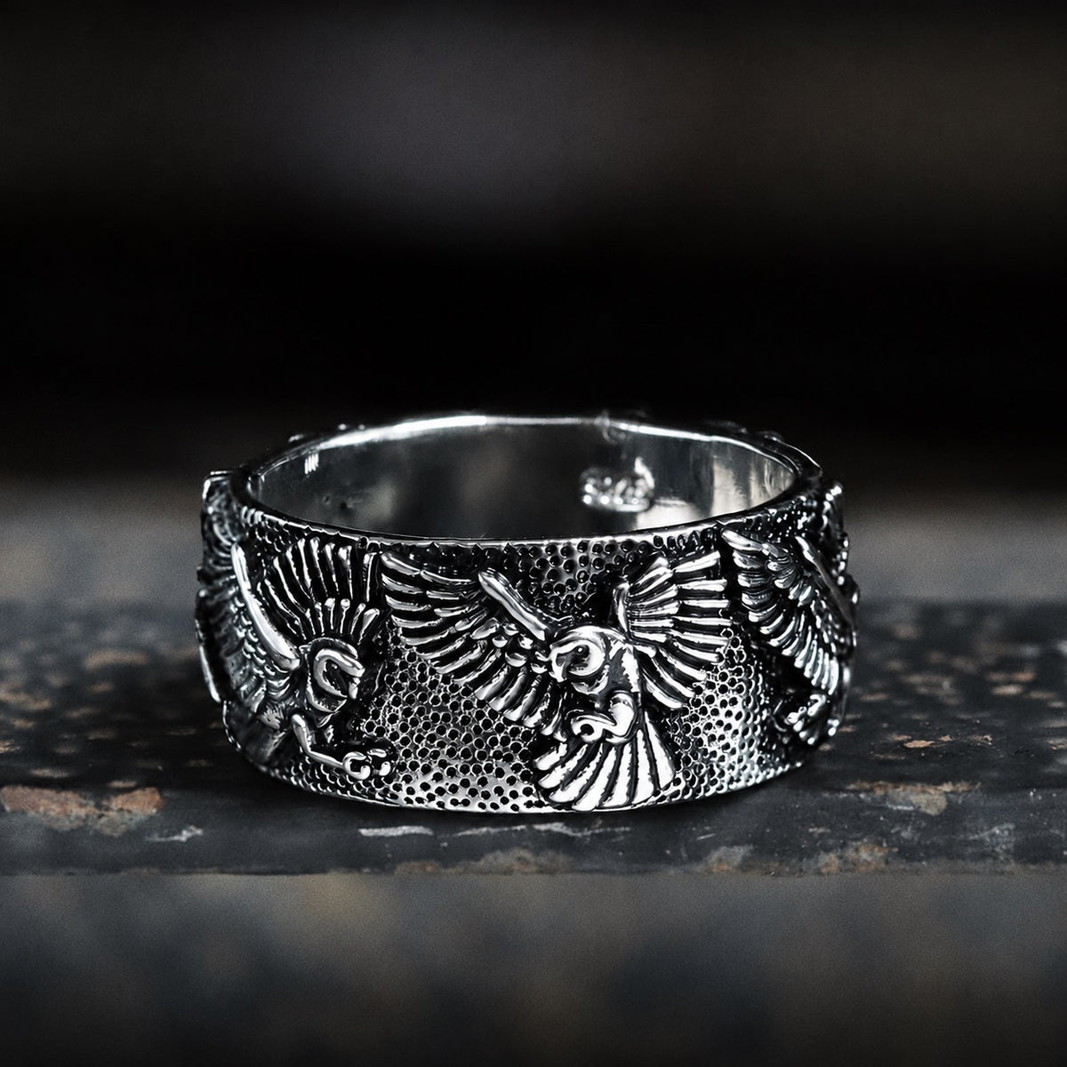 Retro Eagles Branch Ring in Brass