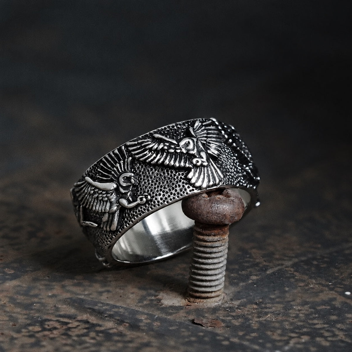 Retro Eagles Branch Ring in Brass