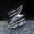 Retro Feather Ring in Stainless Steel