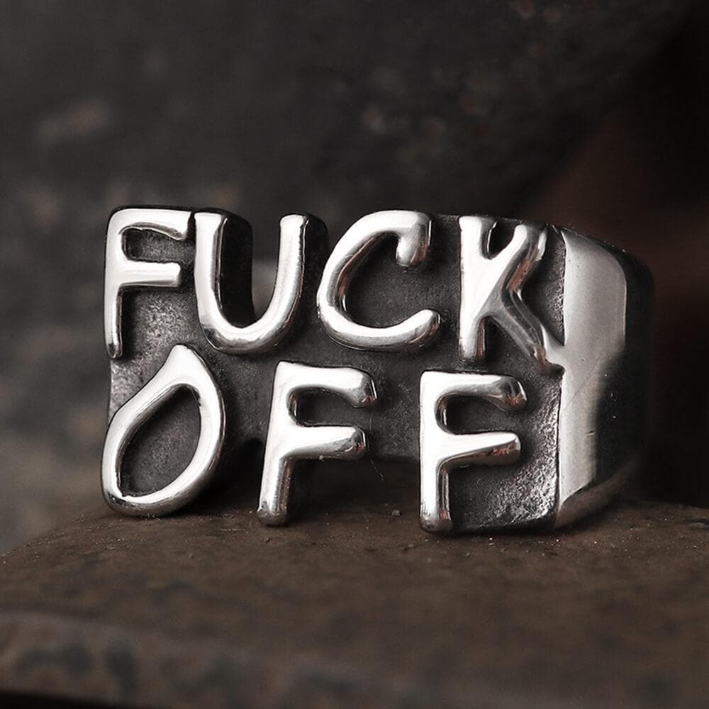 Retro FUCK OFF Ring in Stainless Steel