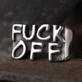 Retro FUCK OFF Ring in Stainless Steel