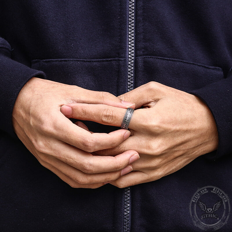 Retro Futhark Runes Ring in Stainless Steel