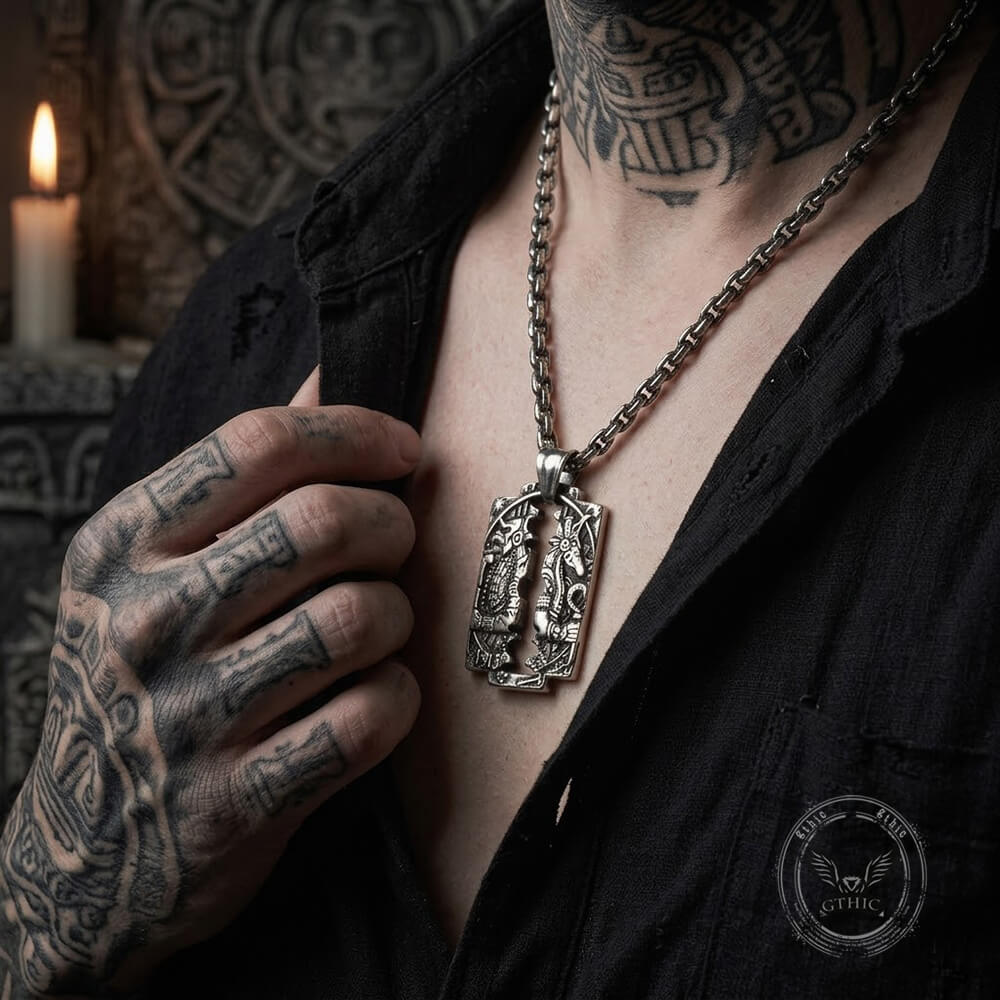 Retro Horus Anubis Stainless Steel Amulet Pendant