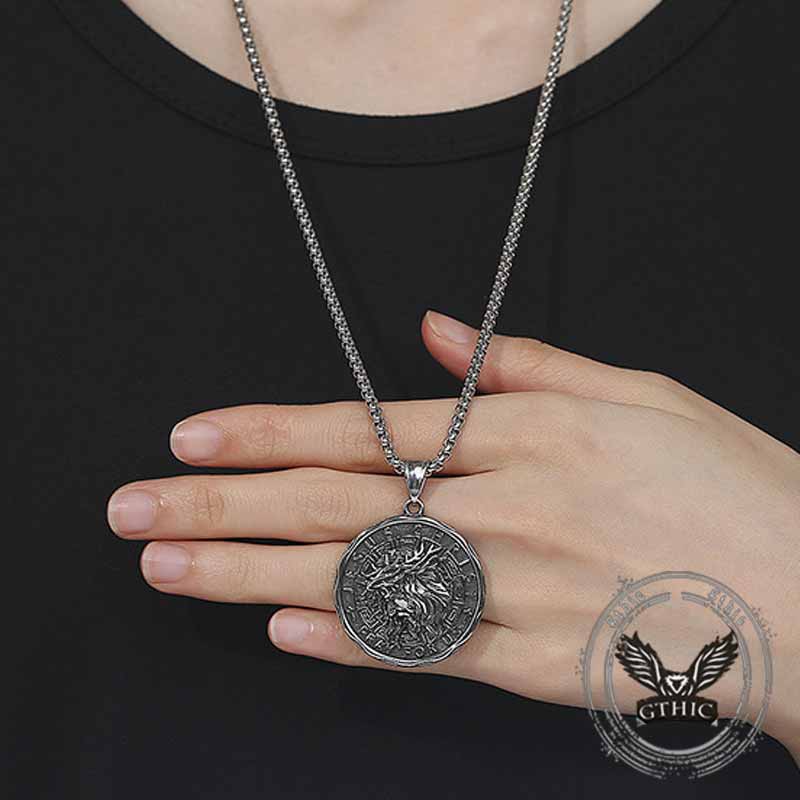 Retro Jesus Head Sacred Heart Pendant in Stainless Steel