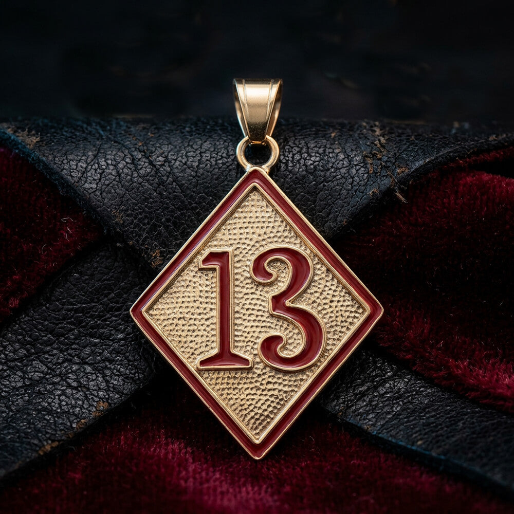 Retro Letter 13 Pendant in Stainless Steel
