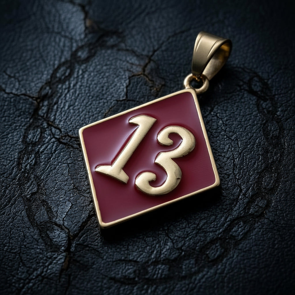 Retro Letter 13 Pendant in Stainless Steel