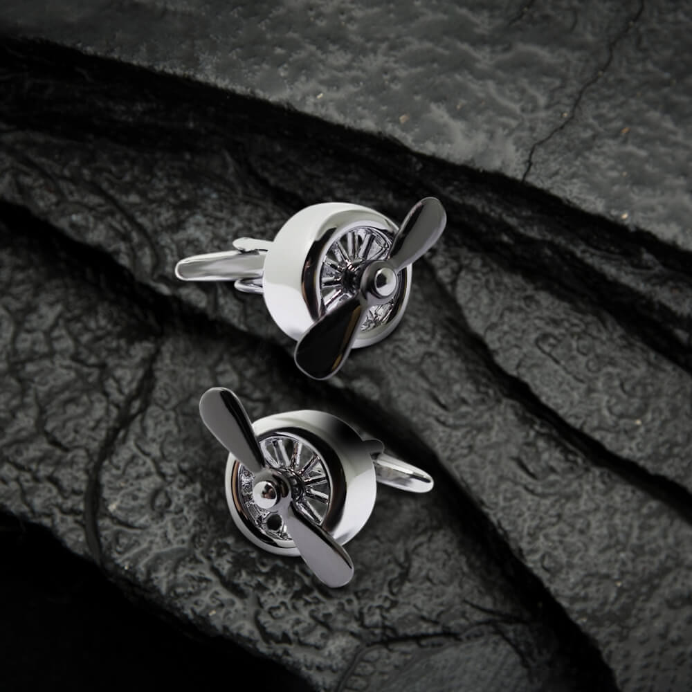 Retro Propeller Cufflinks in Brass