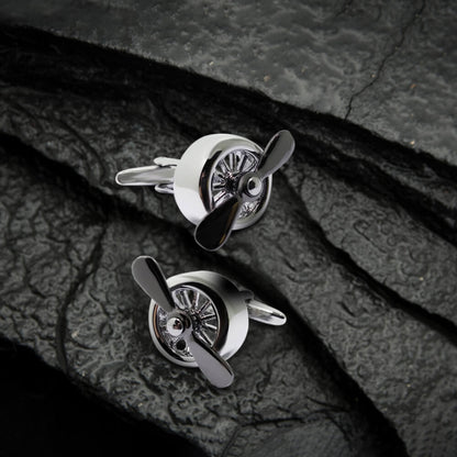 Retro Propeller Cufflinks in Brass