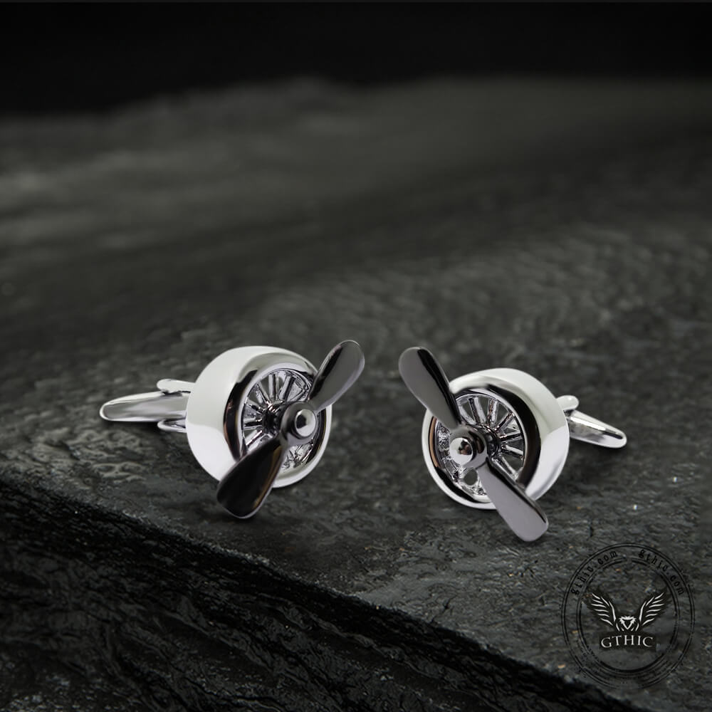 Retro Propeller Cufflinks in Brass