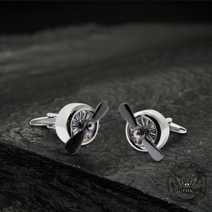 Retro Propeller Cufflinks in Brass