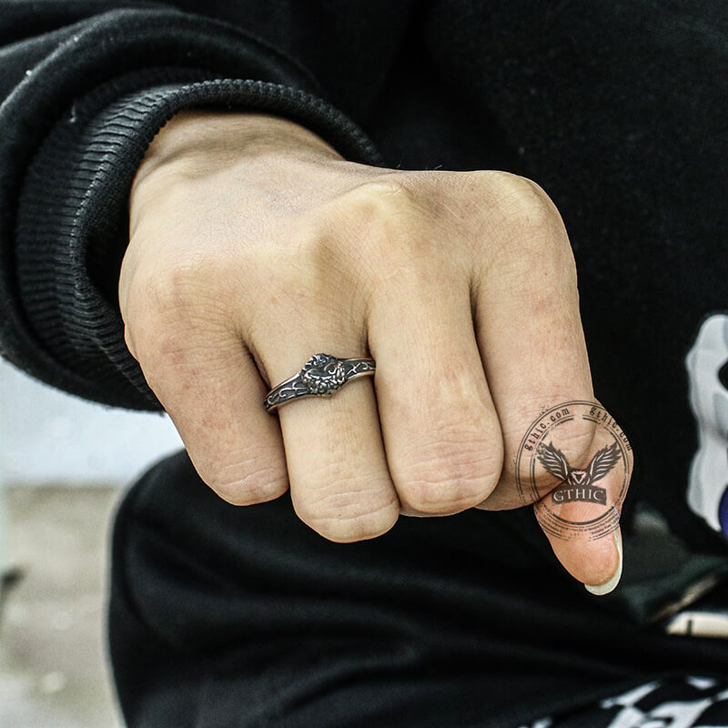 Retro Sacred Heart Of Jesus Ring in Stainless Steel