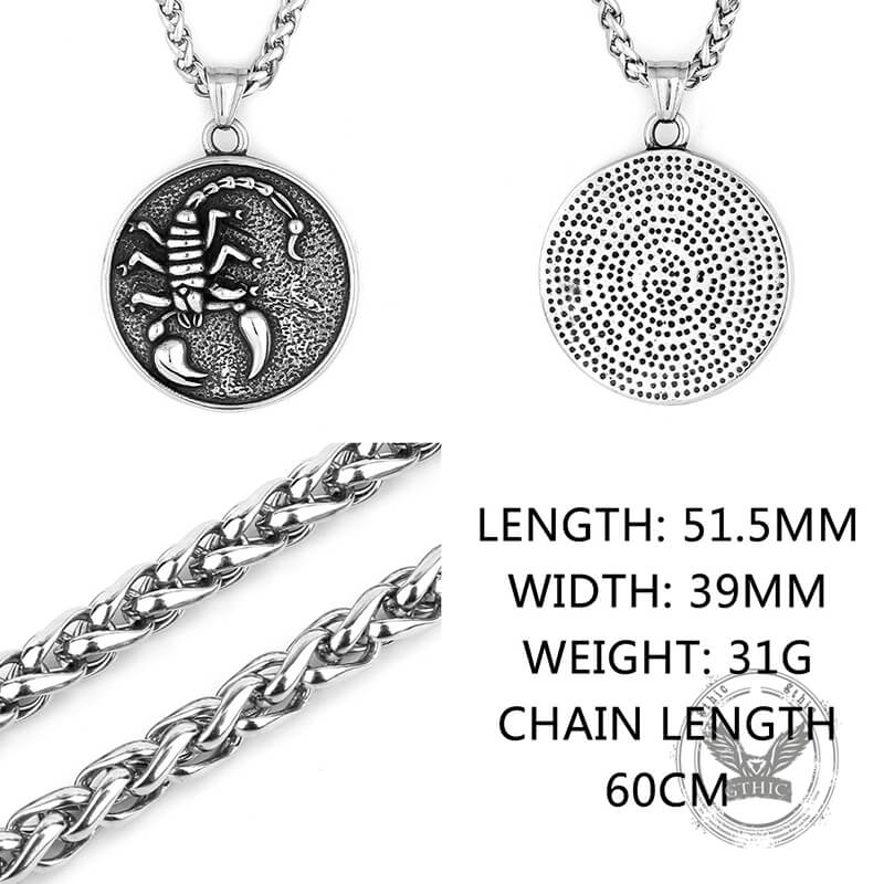 Retro Scorpion Stainless Steel Animal Round Pendant