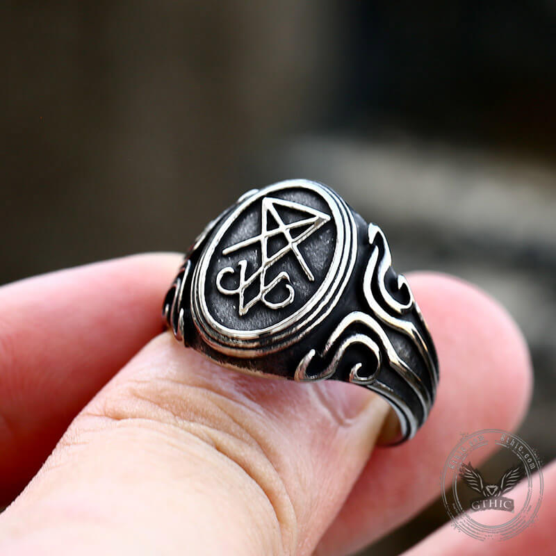 Retro Sigil of Lucifer Ring in Stainless Steel