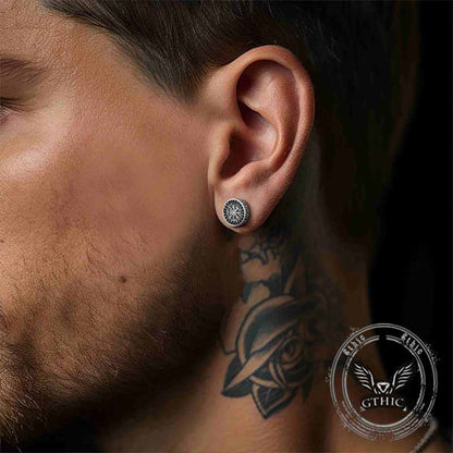 Retro Viking Pattern Stud Earrings in Stainless Steel