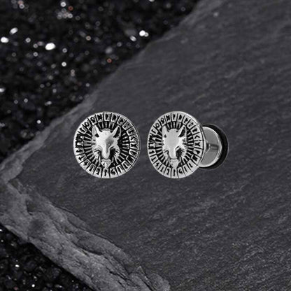 Retro Viking Pattern Stud Earrings in Stainless Steel