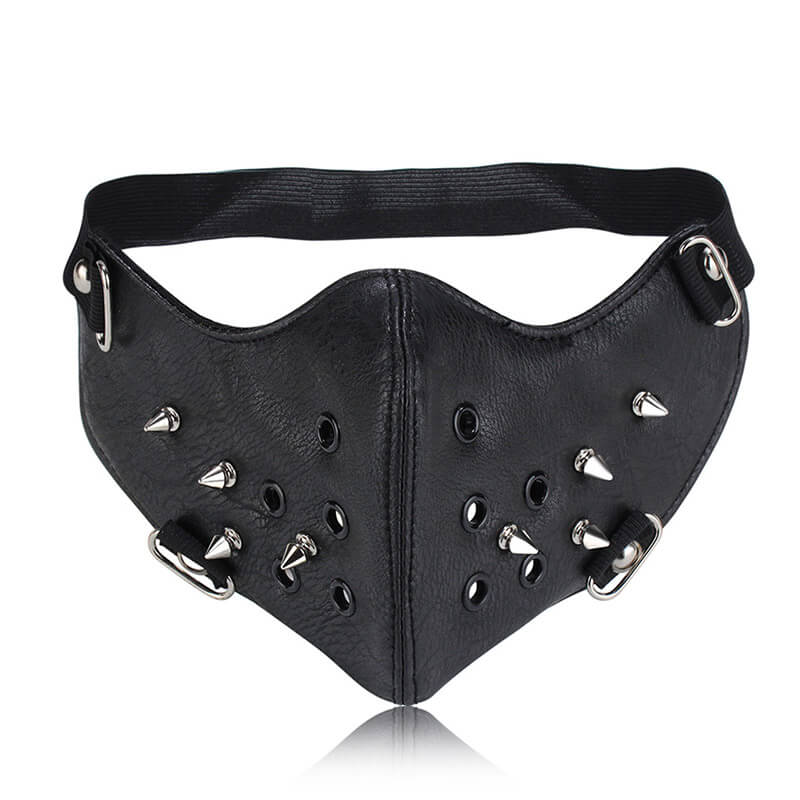 Rivet Punk Leather Half Face Mask