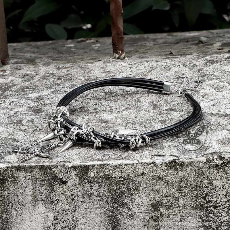 Rivet Skull Star Alloy Choker Necklace