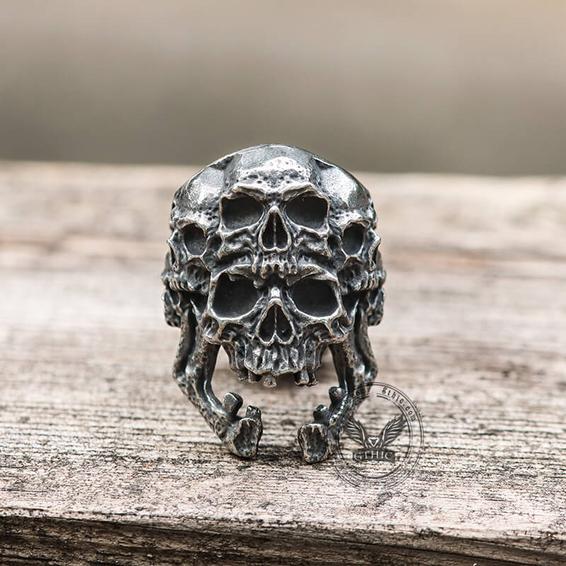 Roaring Multifaceted Skull Stainless Steel Ring
