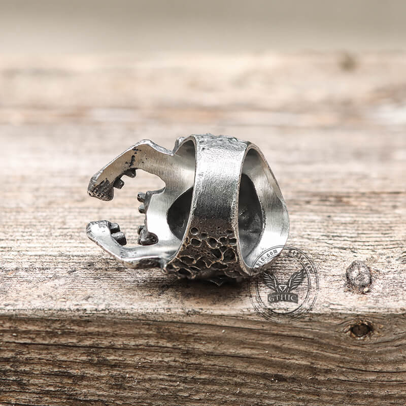 Roaring Multifaceted Skull Stainless Steel Ring