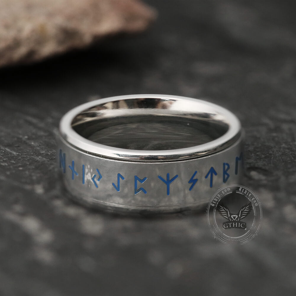 Runes Stainless Steel Spinner Ring