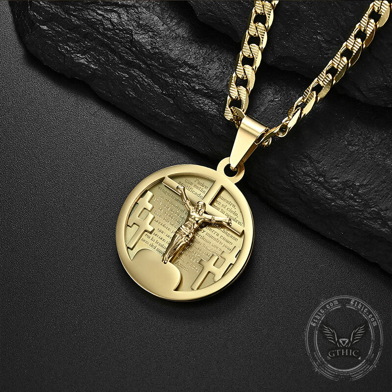 Round Shaped Crucifixion of Jesus Cross Pendant