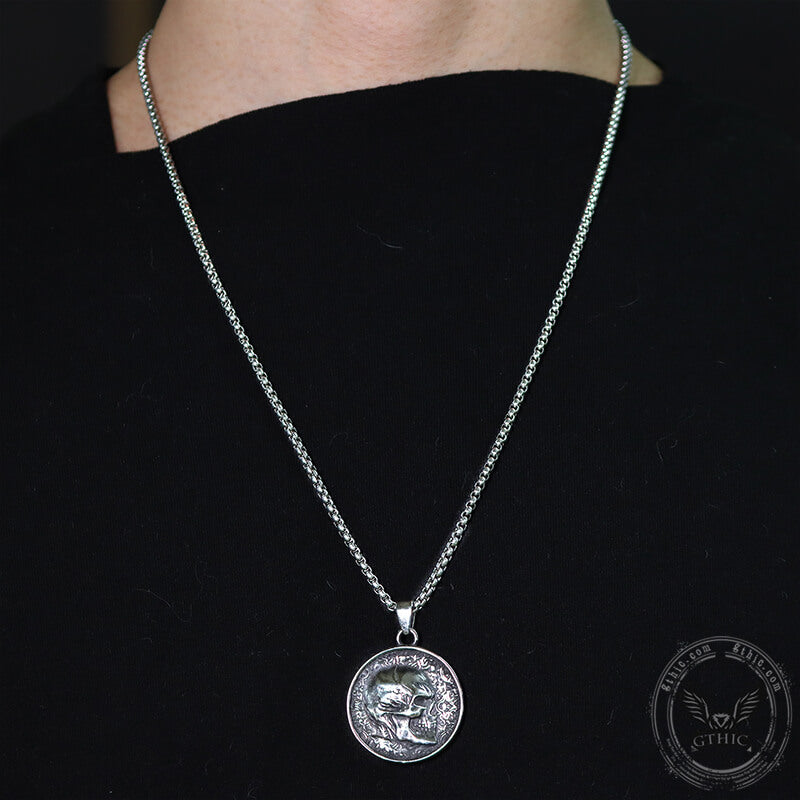 Round Skull Pendant in Stainless Steel
