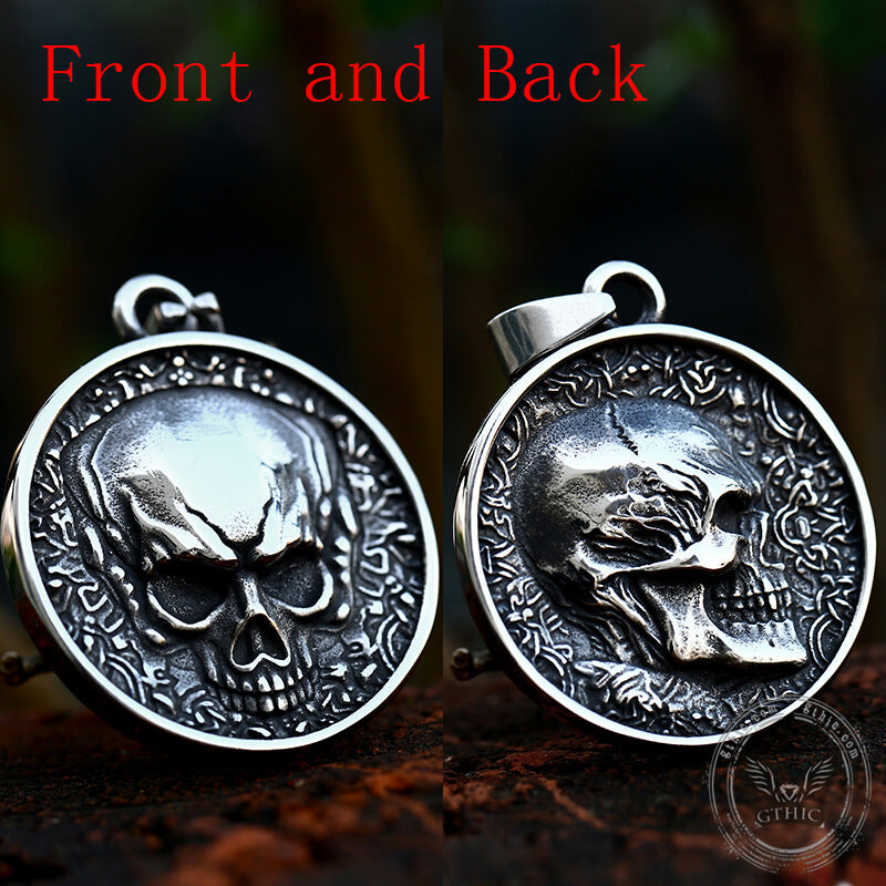 Round Skull Pendant in Stainless Steel