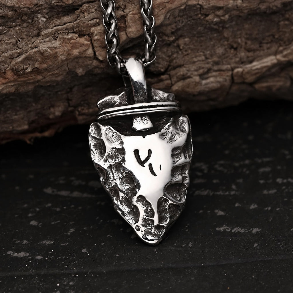 Rune Stone Arrow Viking Pendant in Stainless Steel