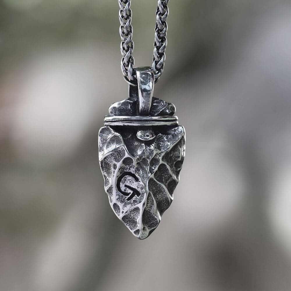 Rune Stone Arrow Viking Pendant in Stainless Steel