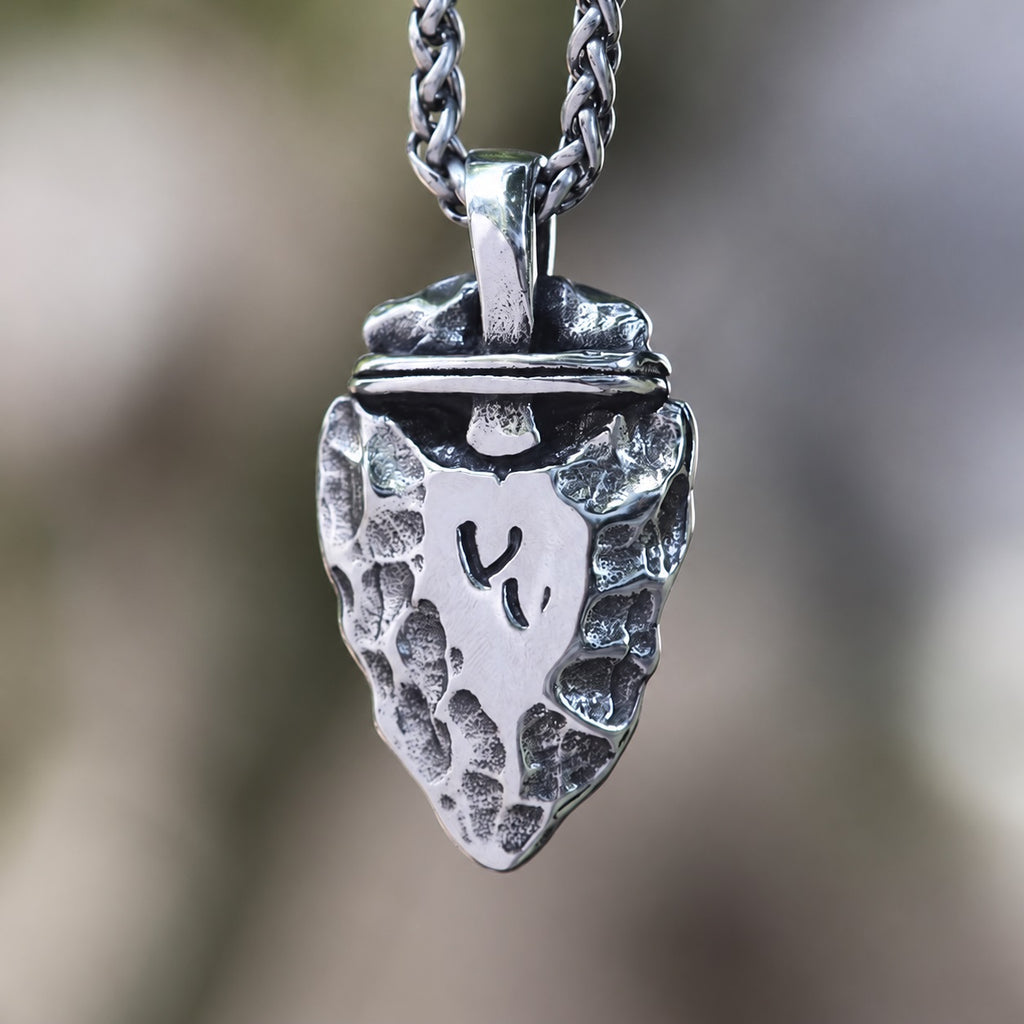 Rune Stone Arrow Viking Pendant in Stainless Steel