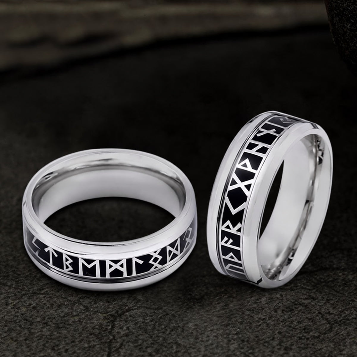 Runic Circle Viking Ring in Stainless Steel