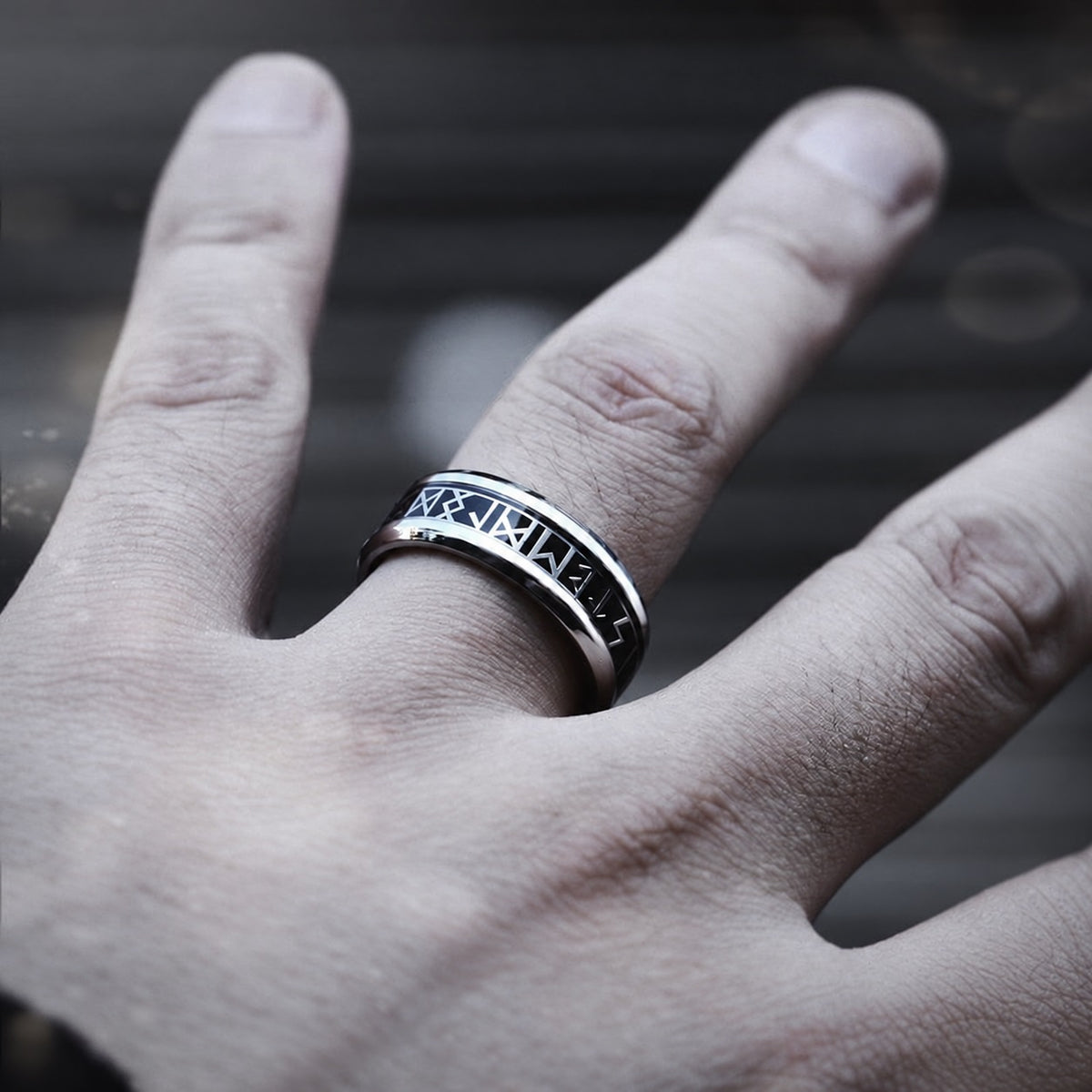 Runic Circle Viking Ring in Stainless Steel