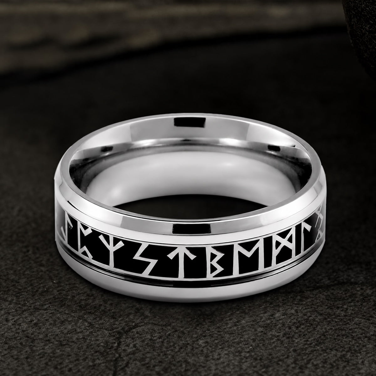 Runic Circle Viking Ring in Stainless Steel