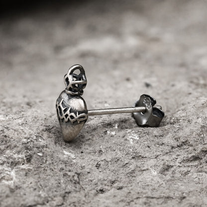 Sacred Heart Stud Earrings in Sterling Silver