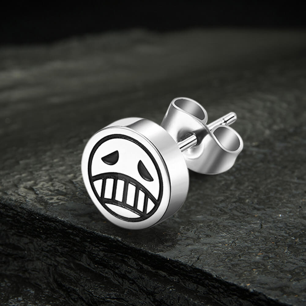 Sad Smiley Face Stud Earrings in Stainless Steel