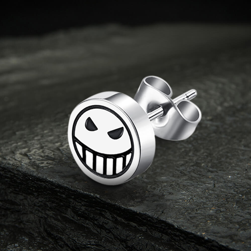 Sad Smiley Face Stud Earrings in Stainless Steel