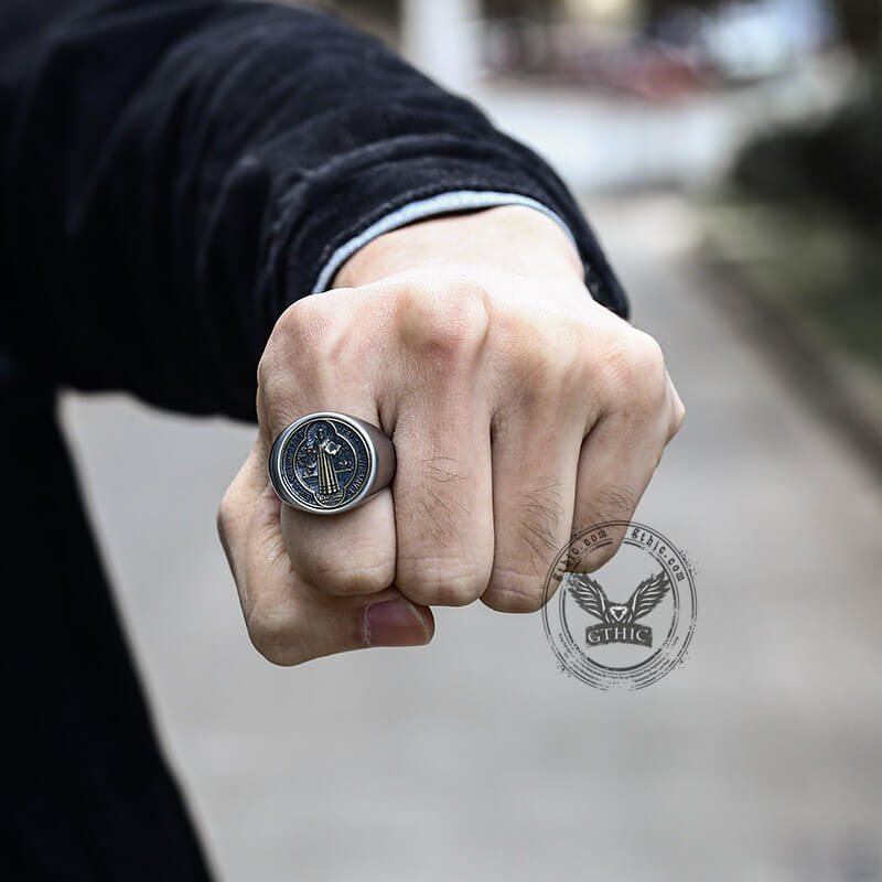Saint Benedict Ring in Stainless Steel