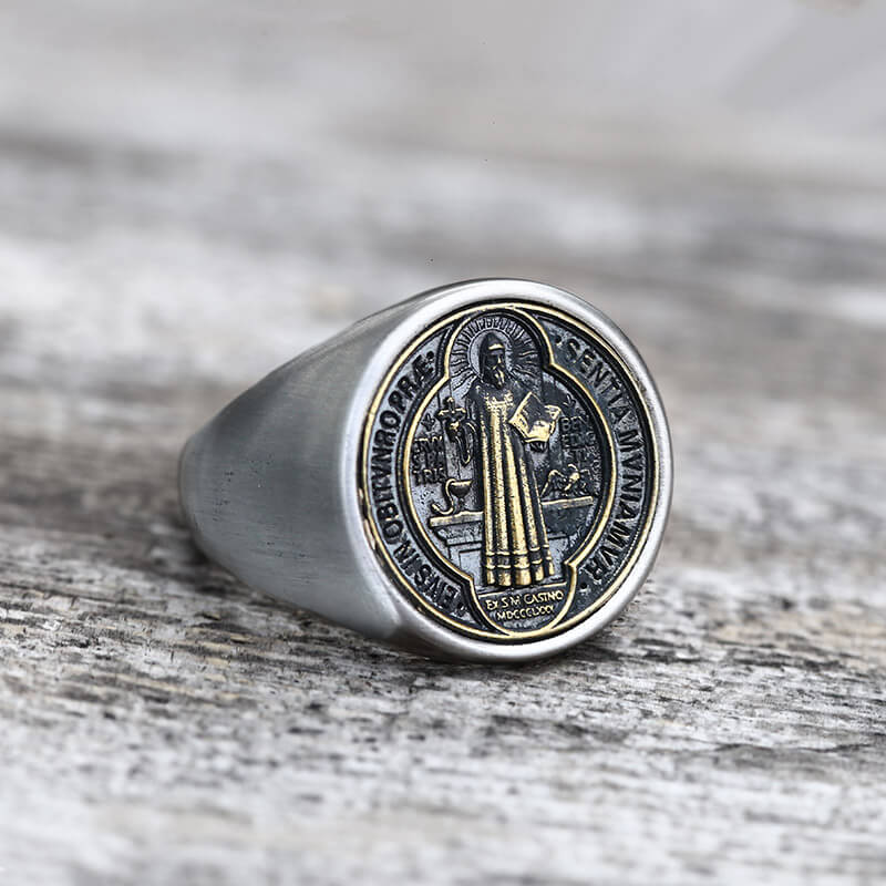 Saint Benedict Ring in Stainless Steel