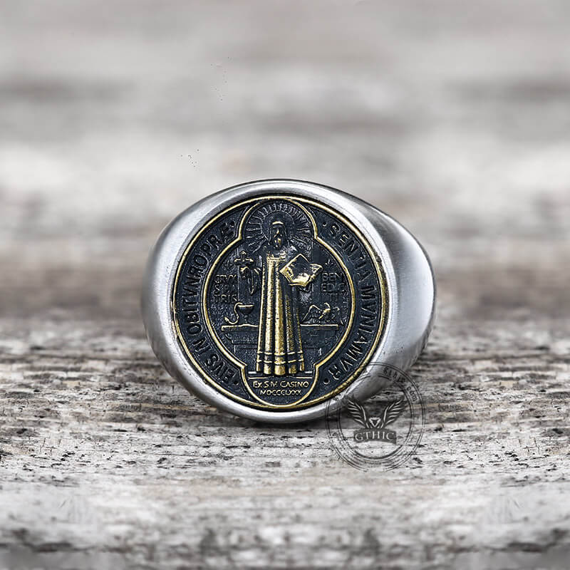 Saint Benedict Ring in Stainless Steel