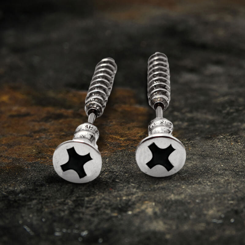 Screw Stud Earrings in Stainless Steel