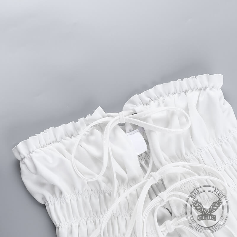 Sexy Elastic Pleated Lace-Up Cropped Tube Top
