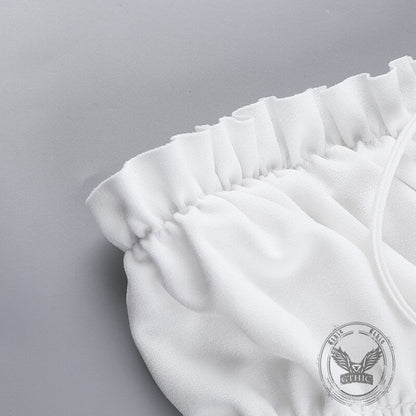Sexy Elastic Pleated Lace-Up Cropped Tube Top