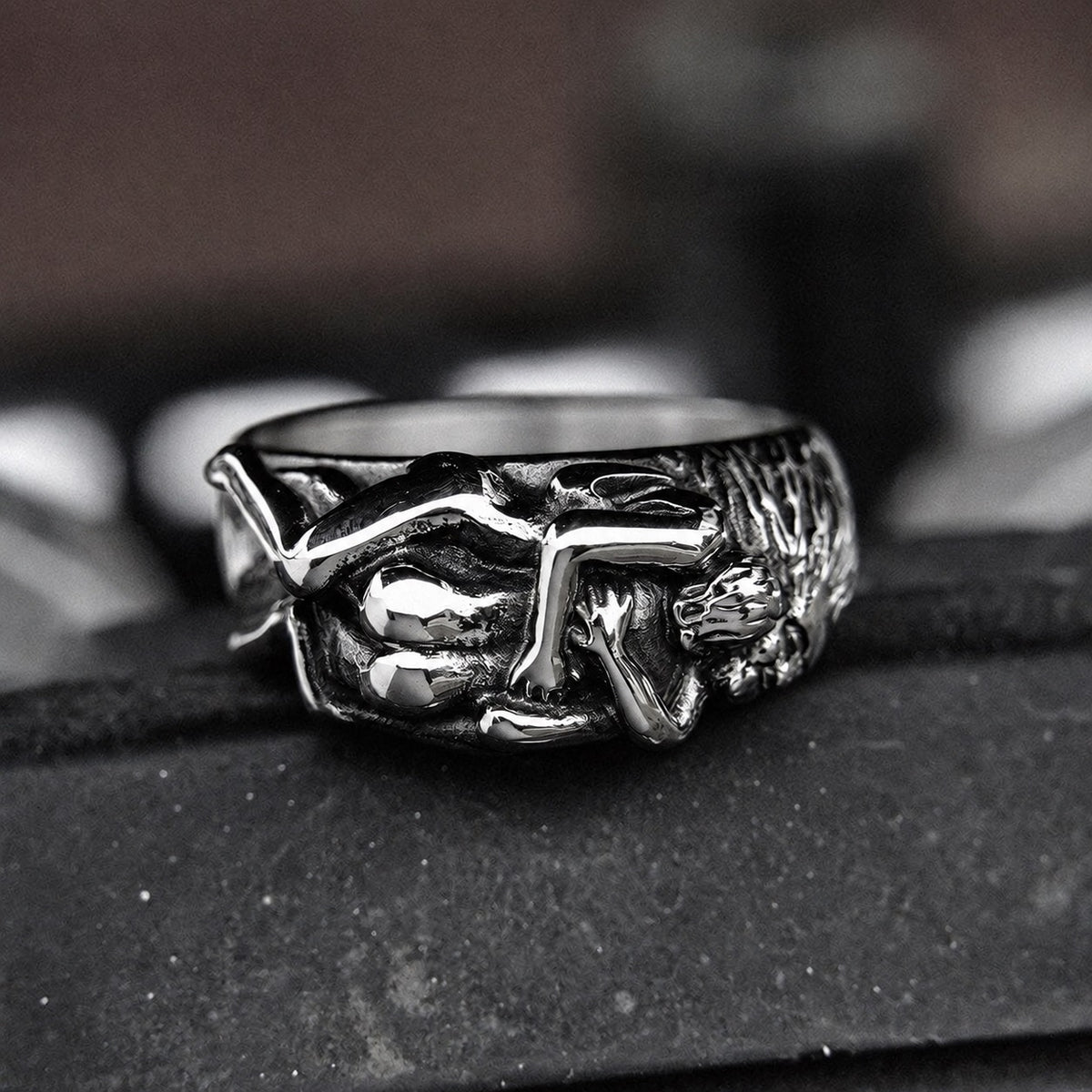 Couple's Hug Ring in Stainless Steel