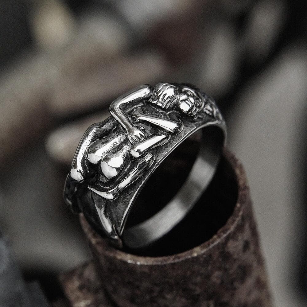 Couple's Hug Ring in Stainless Steel