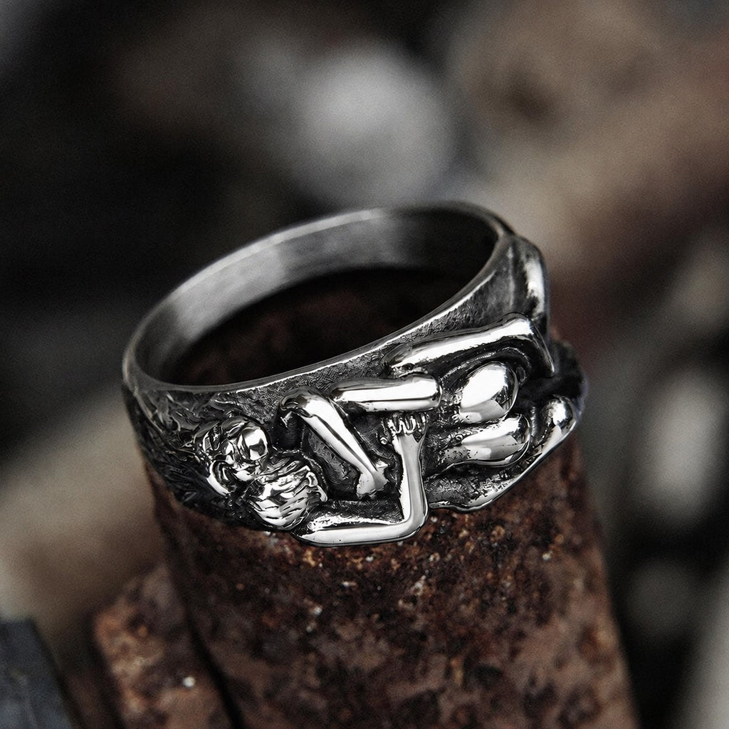 Couple's Hug Ring in Stainless Steel
