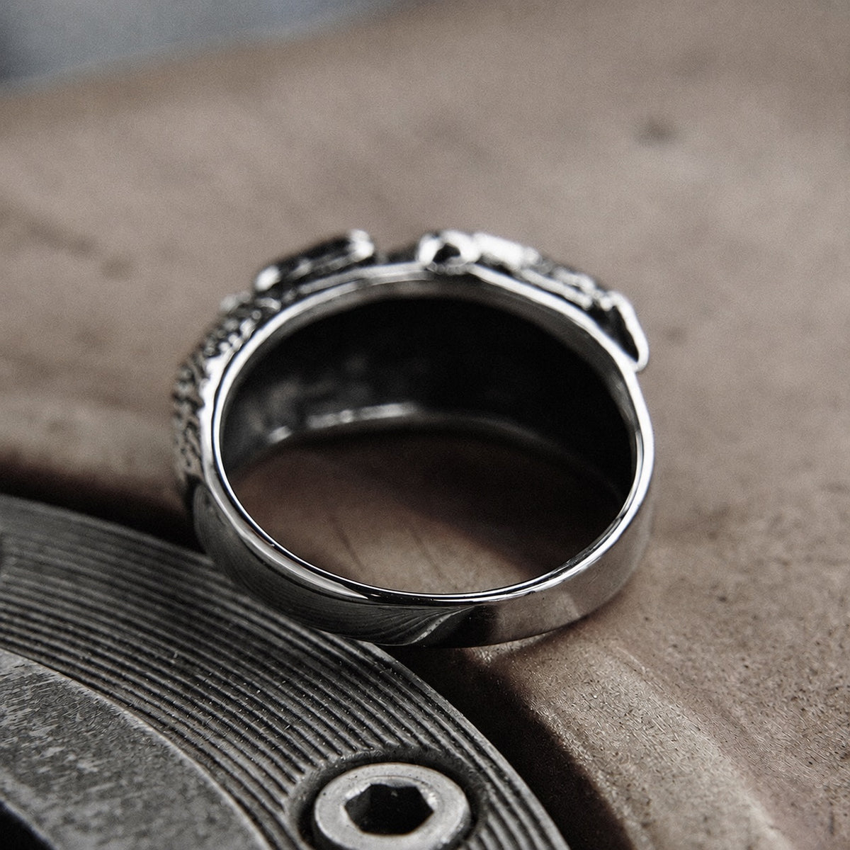 Couple's Hug Ring in Stainless Steel