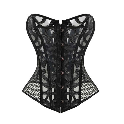 Sexy Mesh Hollow Out Flower Overbust Corset