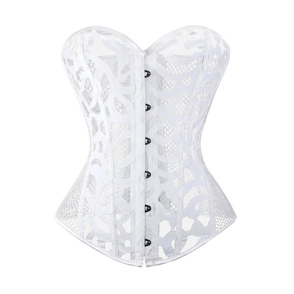 Sexy Mesh Hollow Out Flower Overbust Corset
